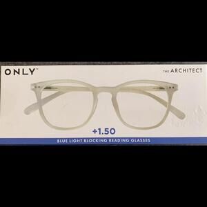 ONLY Eyewear ARCHITECT +1.50 Blue Light Blocking Reading Glasses CLEAR Frames